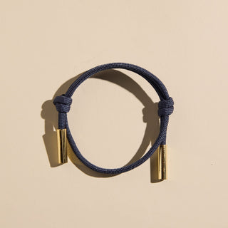 Navy Cord Bracelet - Nickel & Suede