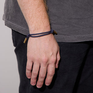 Navy Cord Bracelet - Nickel & Suede