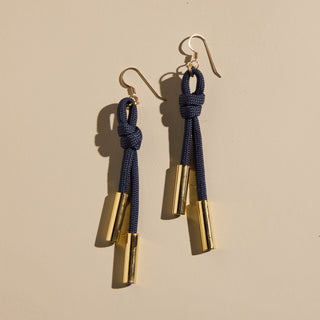 Navy Denver Cord Earring - Nickel & Suede