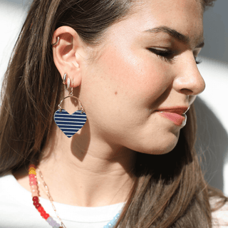 Navy Sailor Stripe Lover - Nickel & Suede