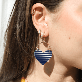 Navy Sailor Stripe Lover - Nickel & Suede