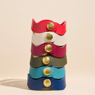 Navy Squiggle Leather Cuff Bracelet - Nickel & Suede