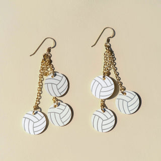 Now Serving Volleyball Earrings - Nickel & Suede