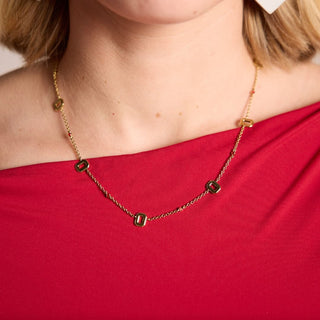 Ohio State University Gem Delicate Saturn Chain Necklace - Nickel & Suede