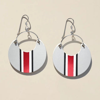 Ohio State University Helmet Stripe Nina Leather Hoop Earrings - Nickel & Suede