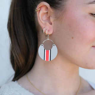 Ohio State University Helmet Stripe Nina Leather Hoop Earrings - Nickel & Suede