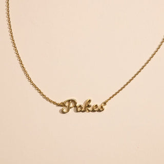 Oklahoma State University "POKES" Script Necklace - Nickel & Suede