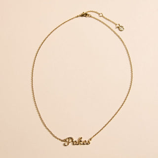 Oklahoma State University "POKES" Script Necklace - Nickel & Suede