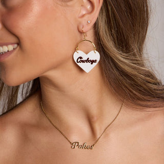 Oklahoma State University "POKES" Script Necklace - Nickel & Suede