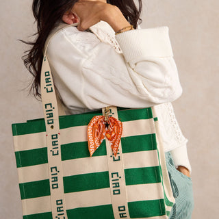 Orange Bandana Bag Charm - Nickel & Suede