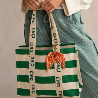 Orange Bandana Bag Charm - Nickel & Suede