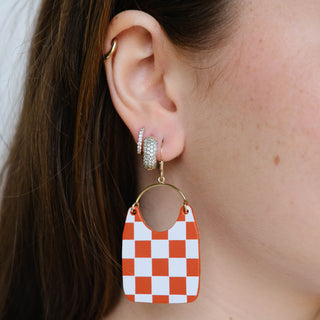 Orange Checkmate Charlies - Nickel & Suede