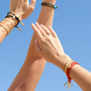 Orange Cord Bracelet - Nickel & Suede