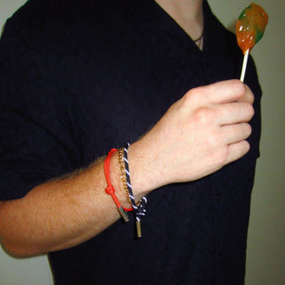 Orange Cord Bracelet - Nickel & Suede