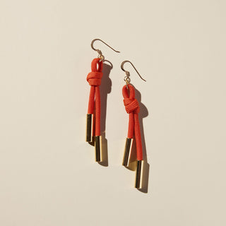 Orange Denver Cord Earring - Nickel & Suede