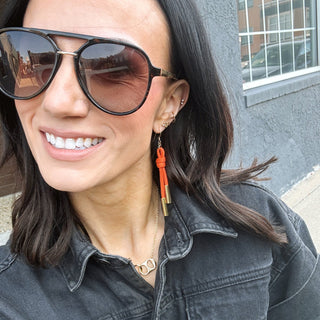 Orange Denver Cord Earring - Nickel & Suede