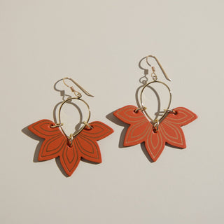 Orange Floras - Nickel & Suede