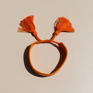 Orange KC Woven Canvas Bracelet - Nickel & Suede