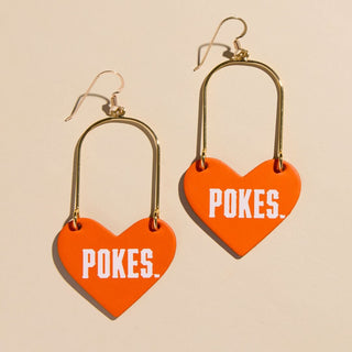 Orange Oklahoma State University Pokes Heartthrobs - Nickel & Suede