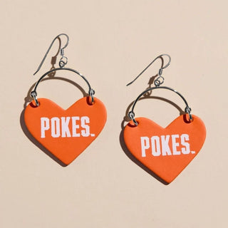 Orange Oklahoma State University Pokes Lover Heart Hoop Earrings - Nickel & Suede
