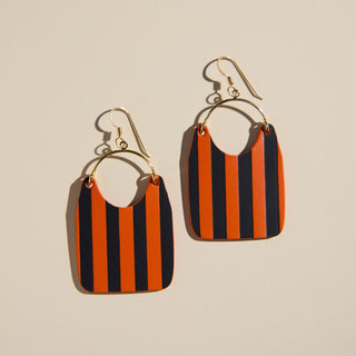 Orange Stripe Charlies - Nickel & Suede