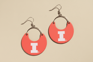 Orange University of Illinois Nina Leather Hoop Earrings - Nickel & Suede