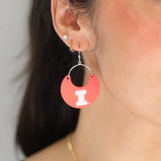 Orange University of Illinois Nina Leather Hoop Earrings - Nickel & Suede