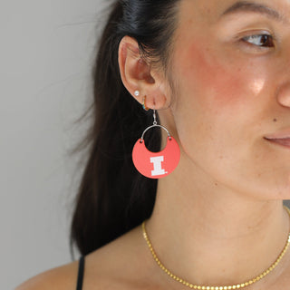 Orange University of Illinois Nina Leather Hoop Earrings - Nickel & Suede