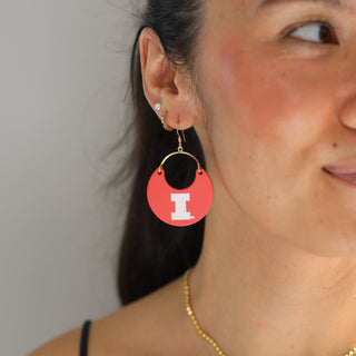 Orange University of Illinois Nina Leather Hoop Earrings - Nickel & Suede