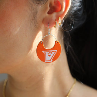 Orange UTRGV Nina Leather Hoop Earrings