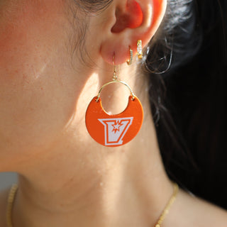 Orange UTRGV Nina Leather Hoop Earrings - Nickel & Suede