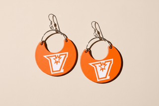 Orange UTRGV Nina Leather Hoop Earrings - Nickel & Suede