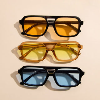 Orange Vintage Aviator Sunglasses - Nickel & Suede