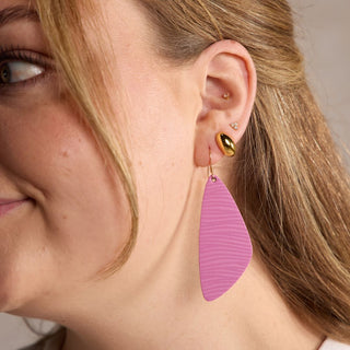 Orchid Beach Wave Evie Organic Drop Earrings - Nickel & Suede