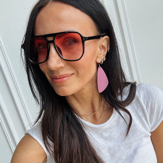 Orchid Beach Wave Evie Organic Drop Earrings - Nickel & Suede