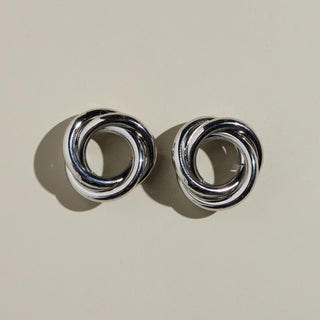 Oversized Knot Studs - Nickel & Suede