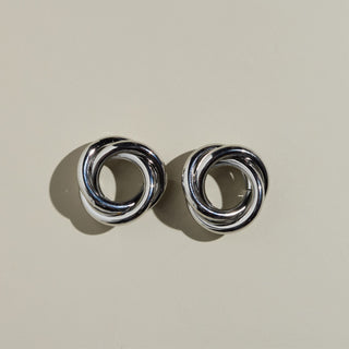 Oversized Knot Studs - Nickel & Suede