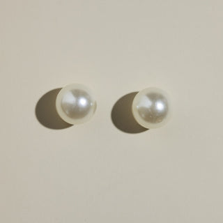 Oversized Pearl Studs - Nickel & Suede