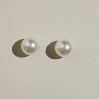 Oversized Pearl Studs - Nickel & Suede