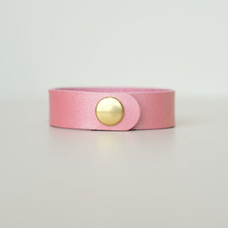 Pale Blush Pearl Thin Cuff - Nickel & Suede