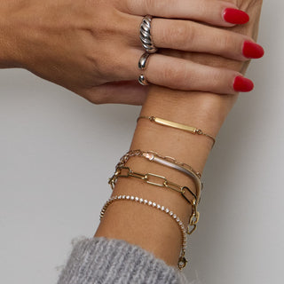 Paper Clip Chain Bracelet - Nickel & Suede