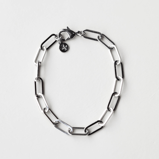 Paper Clip Chain Bracelet - Nickel & Suede