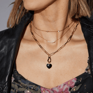 Paperclip Chain Necklace with Clip - Nickel & Suede