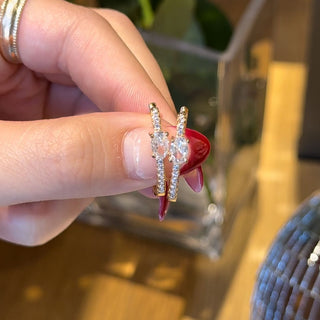 Pavé Oval Hoops - Nickel & Suede