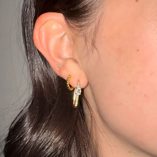 Pavé Oval Hoops - Nickel & Suede