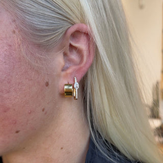 Pavé Oval Hoops - Nickel & Suede