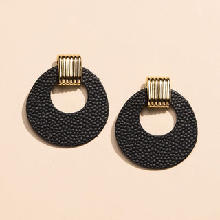 Pebbled Black Evan Doorknocker Earrings - Nickel & Suede