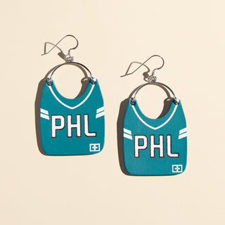 Philly Football Jersey Earrings - Nickel & Suede