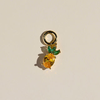 Pineapple Charm - Nickel & Suede