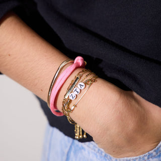 Pink Cord Bracelet - Nickel & Suede